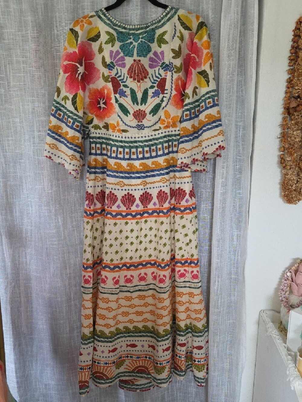 FARM Rio Crab & Shell Embroidered Midi Dress | Rare Coastal Collection | Size XS - Picture 3 of 7